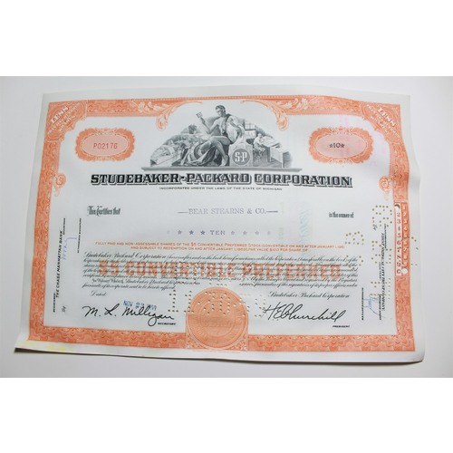 1959 Studebaker-Packard Corporation Stock Certificate 10 Shares P02176