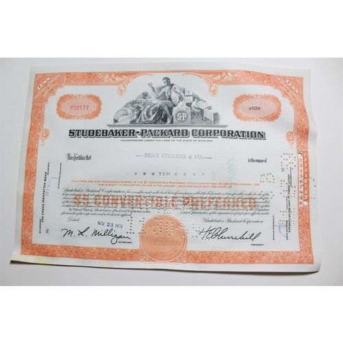 1959 Studebaker-Packard Corporation Stock Certificate 10 Shares P02177