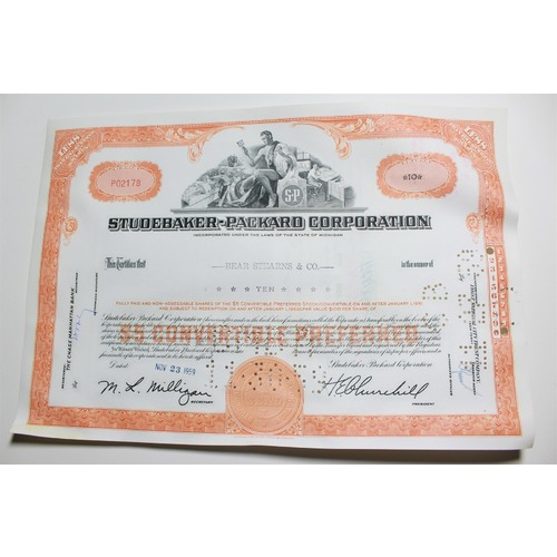 1959 Studebaker-Packard Corporation Stock Certificate 10 Shares P02178