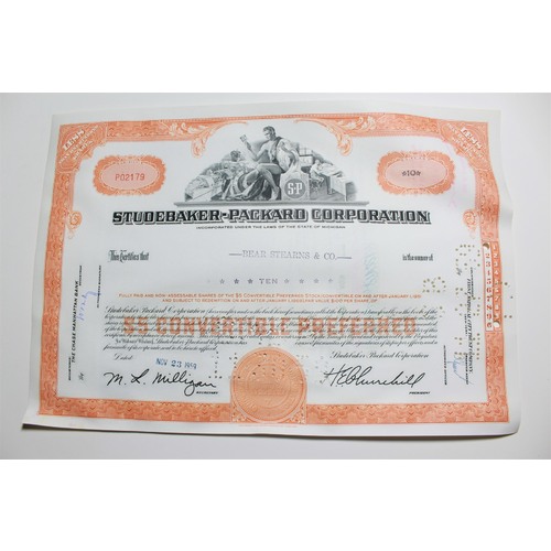 1959 Studebaker-Packard Corporation Stock Certificate 10 Shares P02179