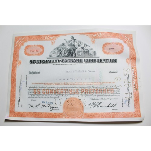1959 Studebaker-Packard Corporation Stock Certificate 10 Shares P02180