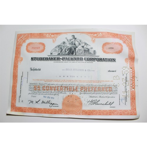 1959 Studebaker-Packard Corporation Stock Certificate 10 Shares P02187