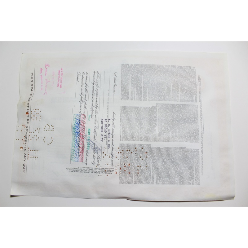 1959 Studebaker-Packard Corporation Stock Certificate 10 Shares P02315