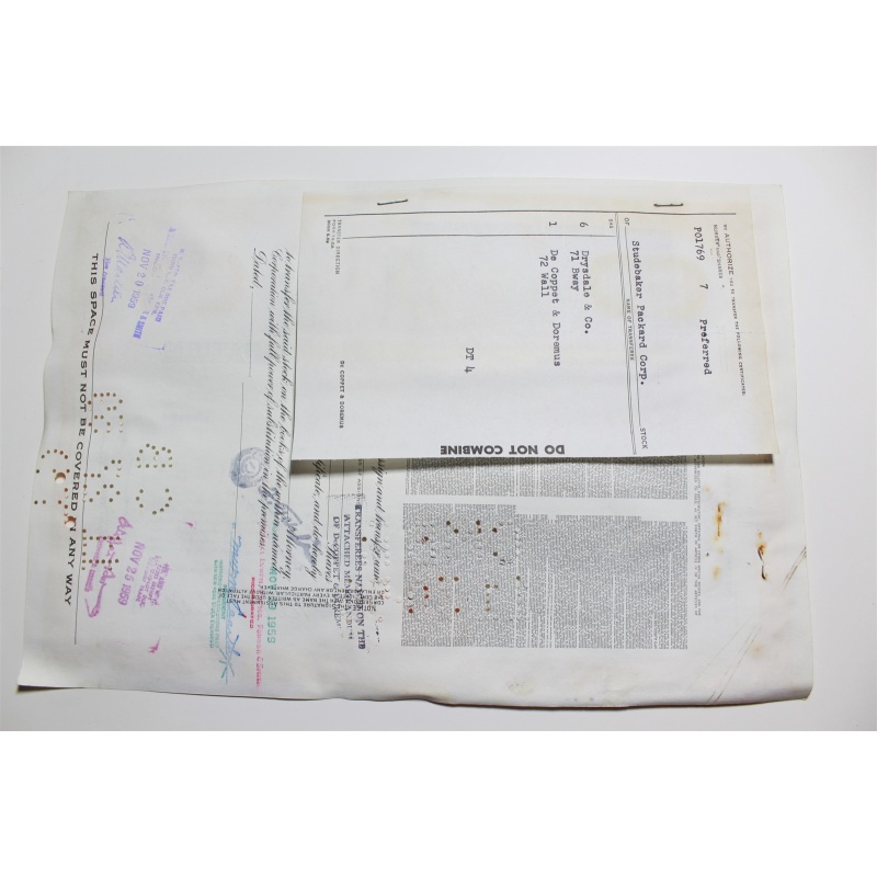 1959 Studebaker-Packard Corporation Stock Certificate 7 Shares P01769