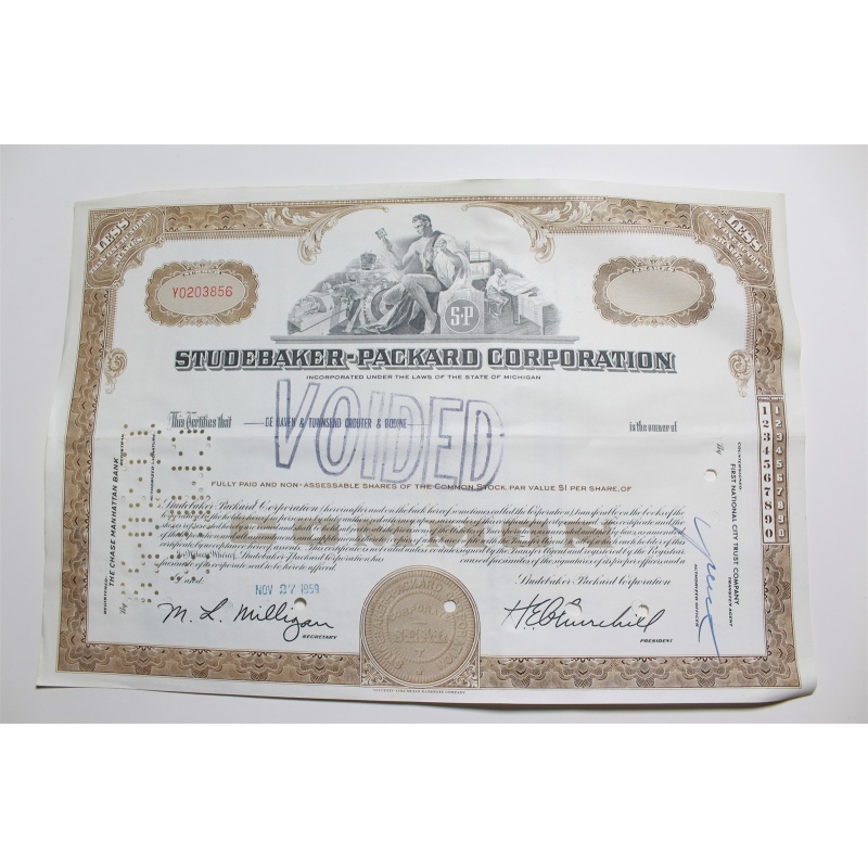 1959 Studebaker-Packard Corporation Stock Certificate 0 Shares Y0203856