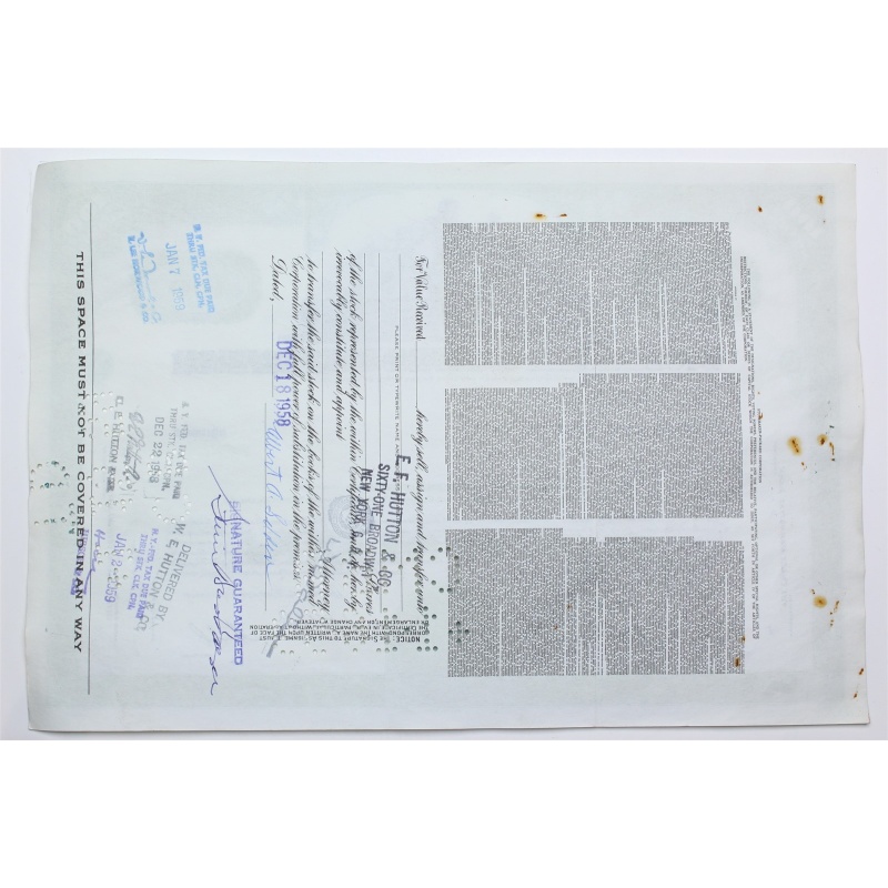 1958 Studebaker-Packard Corporation Stock Certificate - Y189228 - 100 Shares