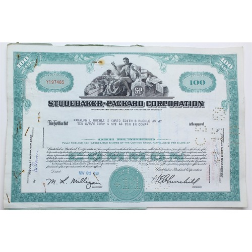 1958 Studebaker-Packard Corporation Stock Certificate - Y197485 - 100 Shares