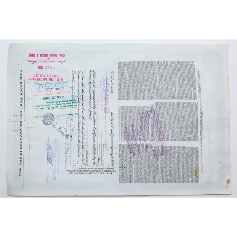 1958 Studebaker-Packard Corporation Stock Certificate - Y194421 - 100 Shares