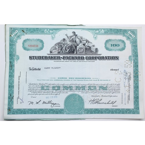 1958 Studebaker-Packard Corporation Stock Certificate - Y204338 - 100 Shares