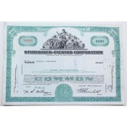 1958 Studebaker-Packard Corporation Stock Certificate - Y190620 - 100 Shares