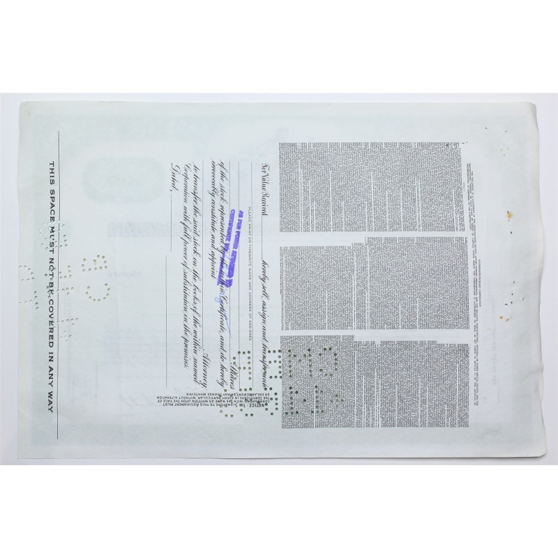 1958 Studebaker-Packard Corporation Stock Certificate - Y190619 - 100 Shares