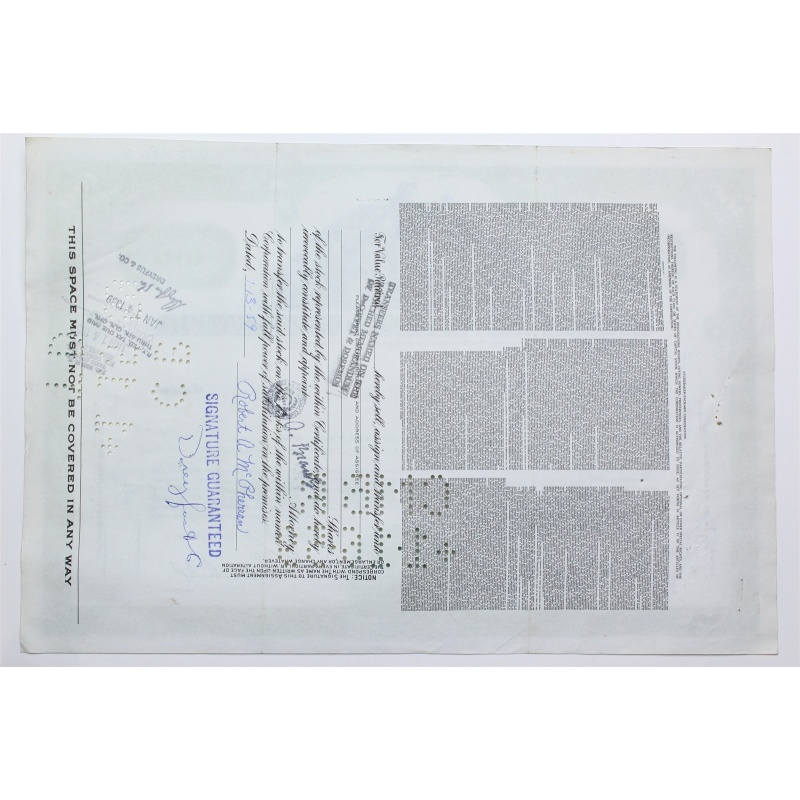 1958 Studebaker-Packard Corporation Stock Certificate - Y201094 - 100 Shares