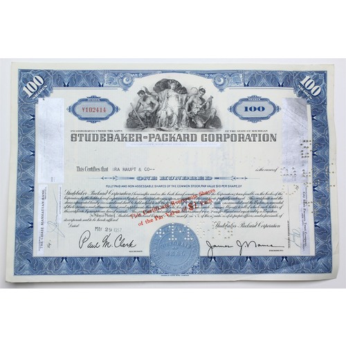 1957 Studebaker-Packard Corporation Stock Certificate - Y102414 - 100 Shares