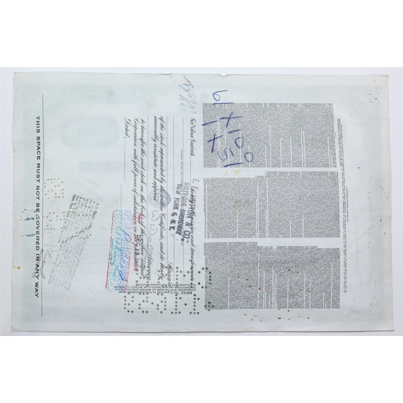 1958 Studebaker-Packard Corporation Stock Certificate - Y203430 - 100 Shares