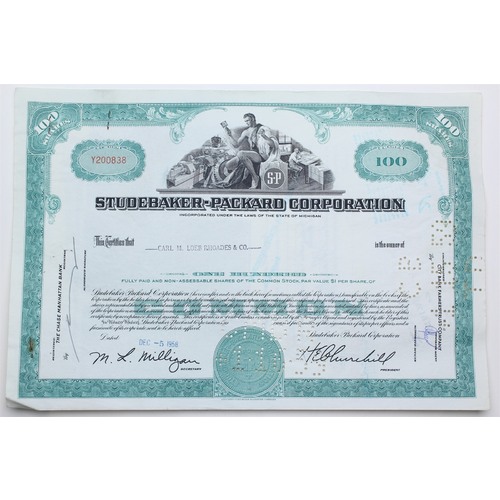 1958 Studebaker-Packard Corporation Stock Certificate - Y200838 - 100 Shares