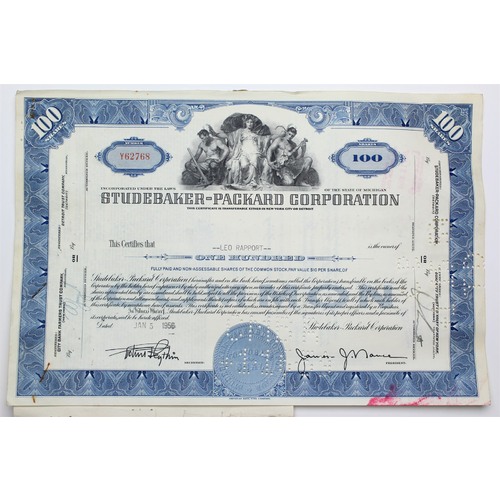 1956 Studebaker-Packard Corporation Stock Certificate - Y62768 - 100 Shares