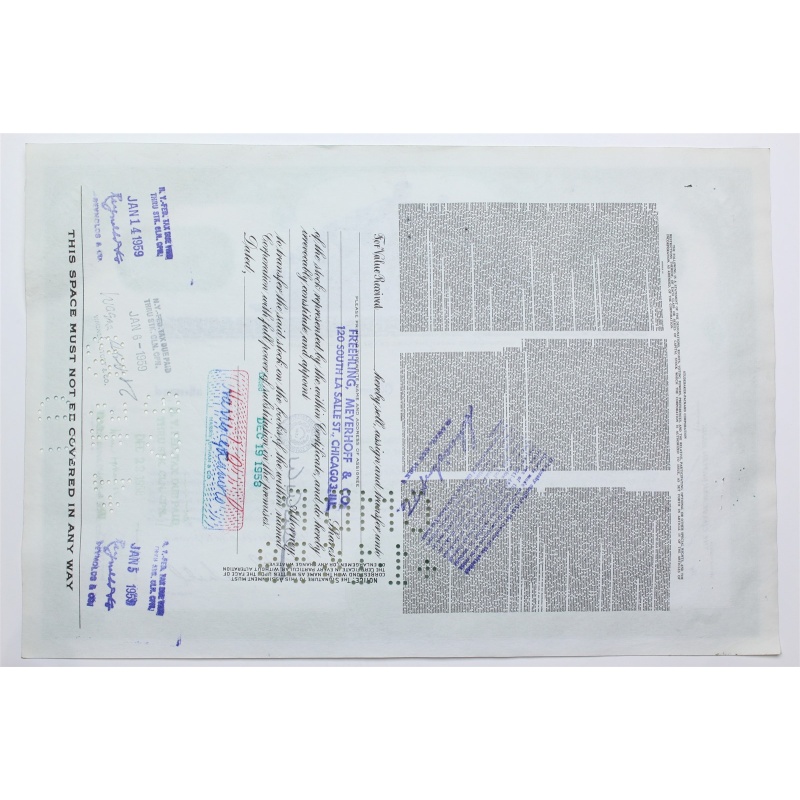 1958 Studebaker-Packard Corporation Stock Certificate - Y203340 - 100 Shares