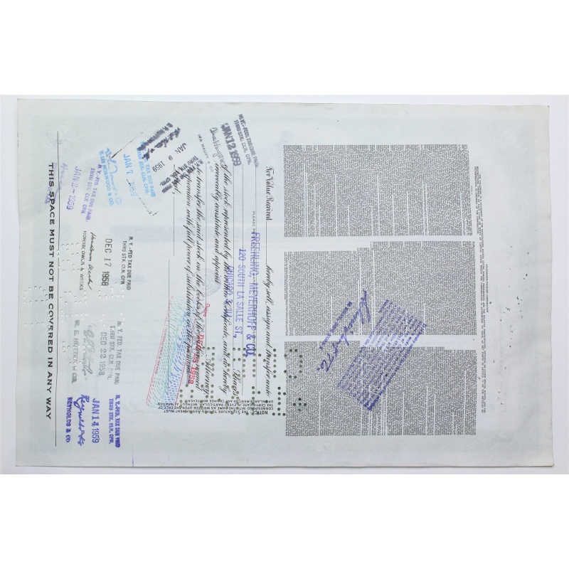 1958 Studebaker-Packard Corporation Stock Certificate - Y202725 - 100 Shares