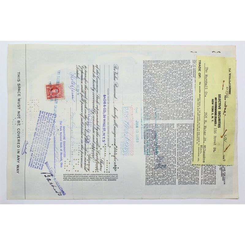 1954 Studebaker-Packard Corporation Stock Certificate - Y18997 - 100 Shares