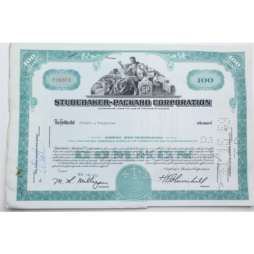 1958 Studebaker-Packard Corporation Stock Certificate - Y192613 - 100 Shares