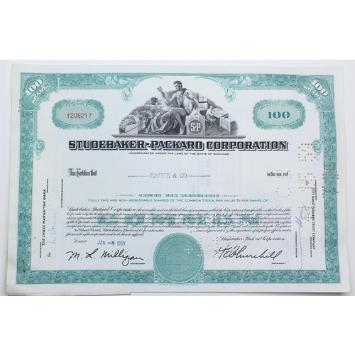 1959 Studebaker-Packard Corporation Stock Certificate - Y206217 - 100 Shares