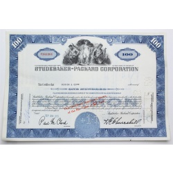 1958 Studebaker-Packard Corporation Stock Certificate - Y163361 - 100 Shares