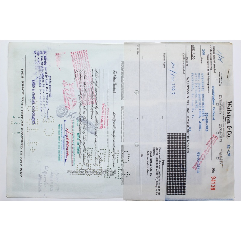 1958 Studebaker-Packard Corporation Stock Certificate - Y203367 - 100 Shares