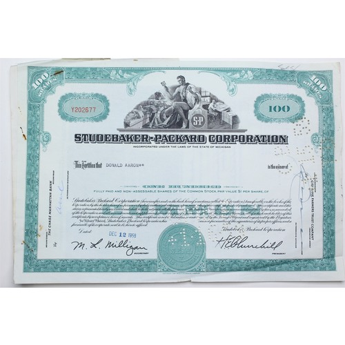 1958 Studebaker-Packard Corporation Stock Certificate - Y202677 - 100 Shares