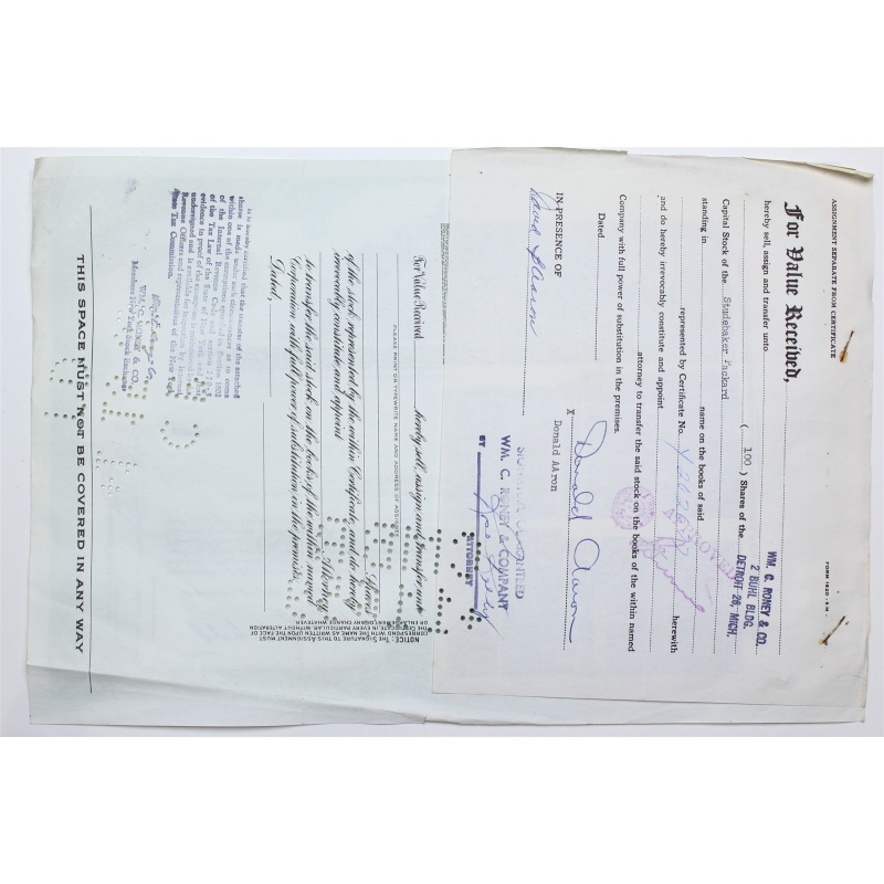 1958 Studebaker-Packard Corporation Stock Certificate - Y202677 - 100 Shares