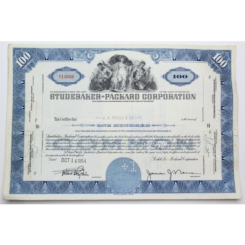 1954 Studebaker-Packard Corporation Stock Certificate - Y13000 - 100 Shares