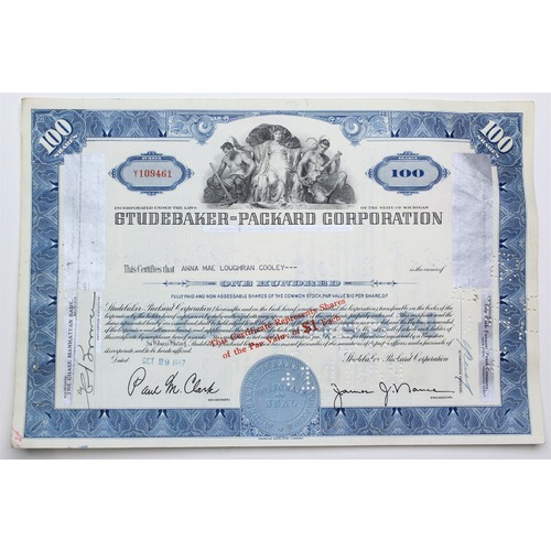 1957 Studebaker-Packard Corporation Stock Certificate - Y109461 - 100 Shares