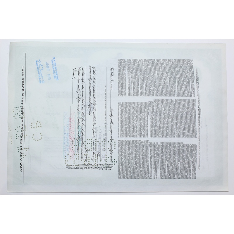 1958 Studebaker-Packard Corporation Stock Certificate - Y204685 - 100 Shares