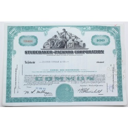 1958 Studebaker-Packard Corporation Stock Certificate - Y204684 - 100 Shares