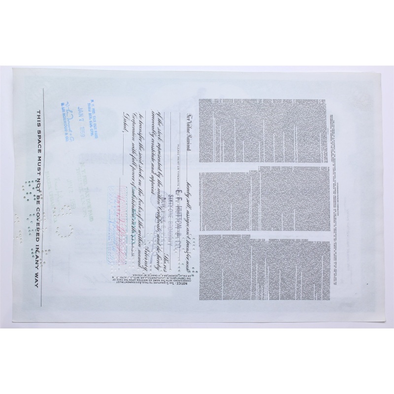 1958 Studebaker-Packard Corporation Stock Certificate - Y204682 - 100 Shares