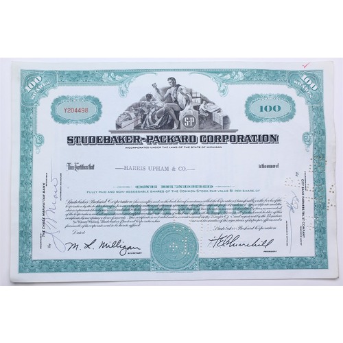 1958 Studebaker-Packard Corporation Stock Certificate - Y204498 - 100 Shares