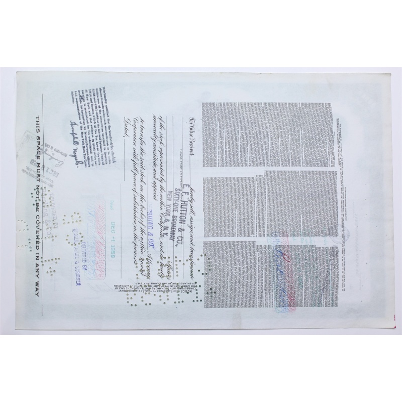 1958 Studebaker-Packard Corporation Stock Certificate - Y198675 - 100 Shares