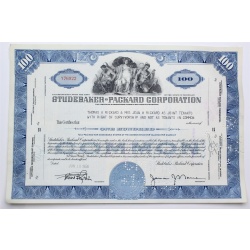 1956 Studebaker-Packard Corporation Stock Certificate - Y76922 - 100 Shares