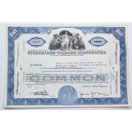 1956 Studebaker-Packard Corporation Stock Certificate - Y76923 - 100 Shares