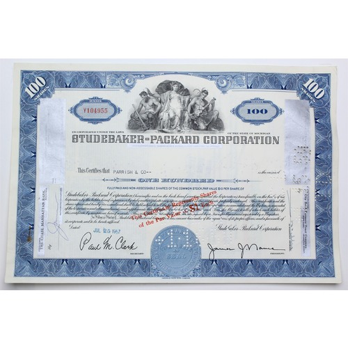 1957 Studebaker-Packard Corporation Stock Certificate - Y104955 - 100 Shares