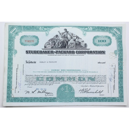 1958 Studebaker-Packard Corporation Stock Certificate - Y192270 - 100 Shares