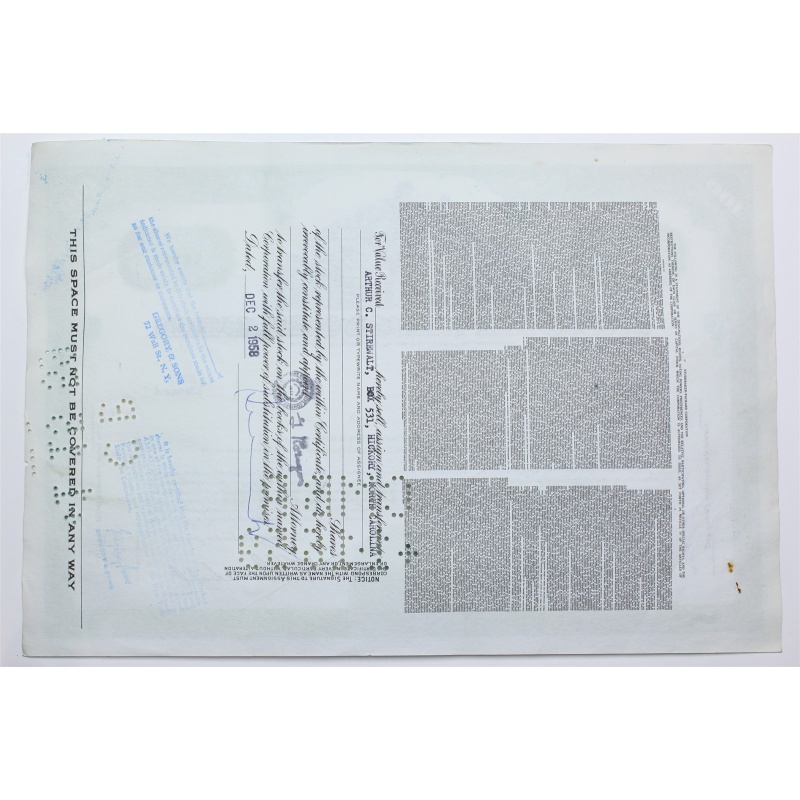 1958 Studebaker-Packard Corporation Stock Certificate - Y199003 - 100 Shares