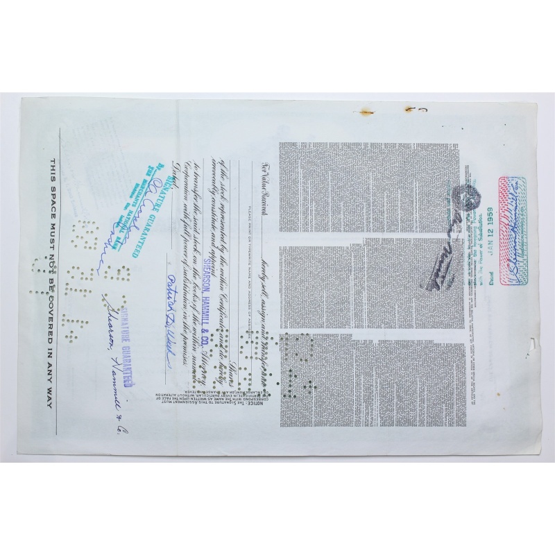 1958 Studebaker-Packard Corporation Stock Certificate - Y196879 - 100 Shares