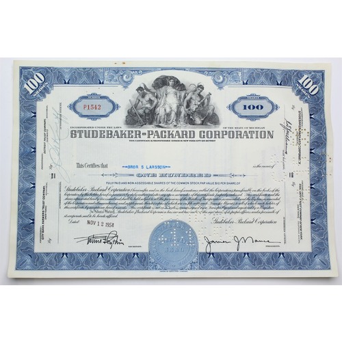 1954 Studebaker-Packard Corporation Stock Certificate - P1542 - 100 Shares