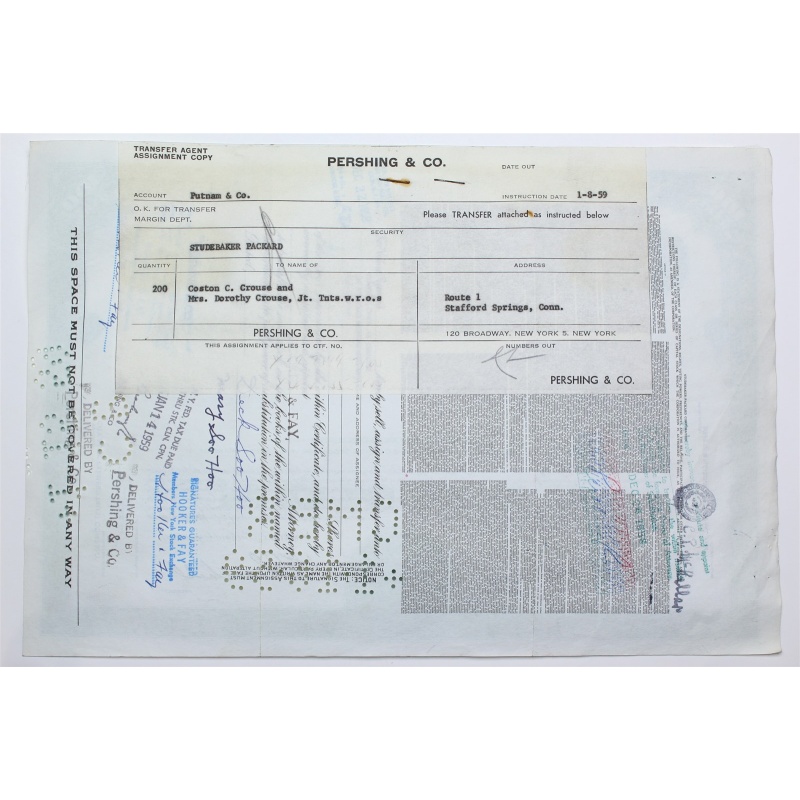 1958 Studebaker-Packard Corporation Stock Certificate - Y197899 - 100 Shares