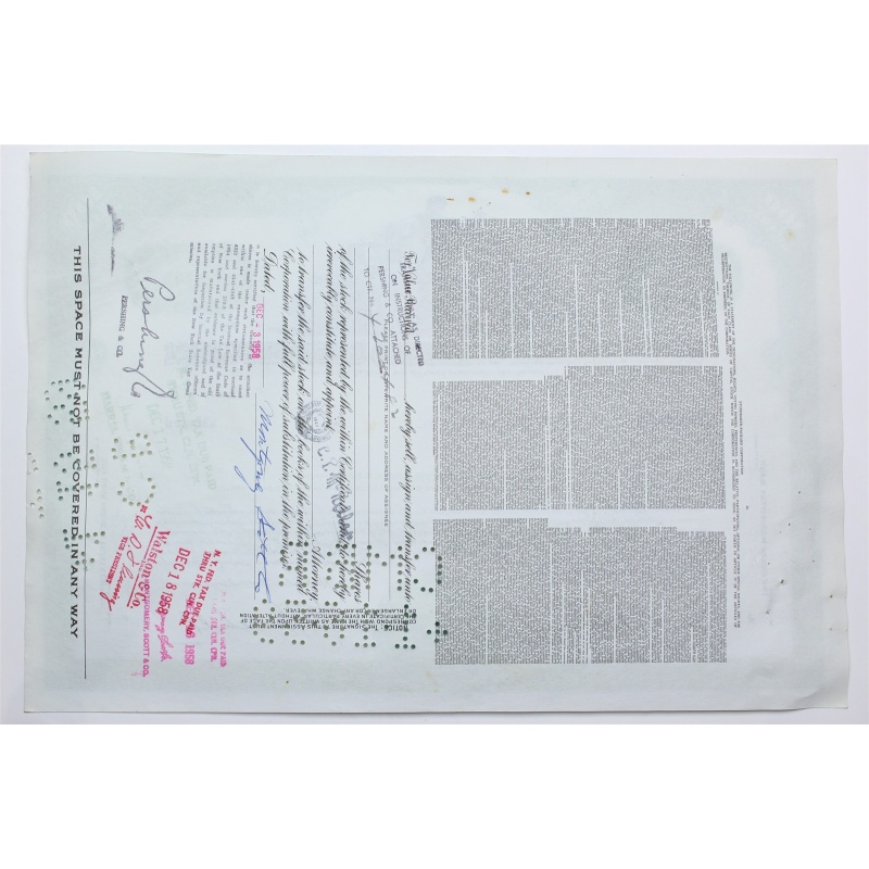 1958 Studebaker-Packard Corporation Stock Certificate - Y199591 - 100 Shares