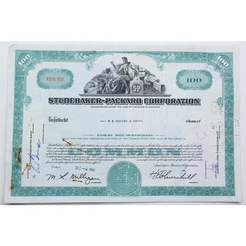 1958 Studebaker-Packard Corporation Stock Certificate - Y200700 - 100 Shares