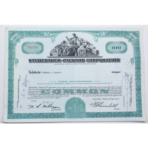 1958 Studebaker-Packard Corporation Stock Certificate - Y187193 - 100 Shares