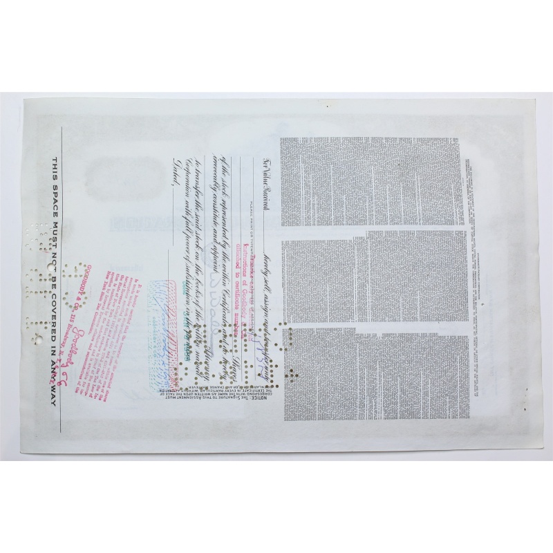 1959 Studebaker-Packard Corporation Stock Certificate - Y0159999 - 20 Shares