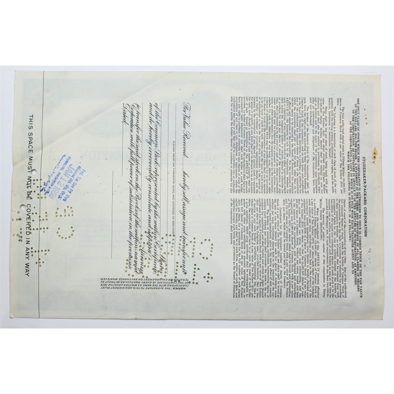 1954 Studebaker-Packard Corporation Stock Certificate - Y022415 - 37 Shares