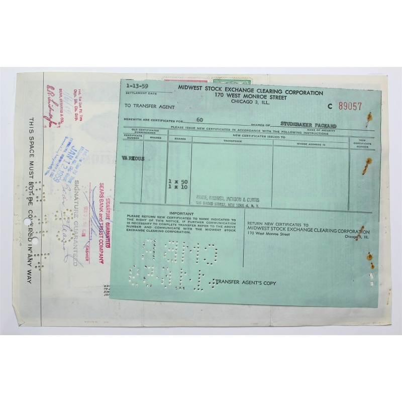 1954 Studebaker-Packard Corporation Stock Certificate - P038009 - 8 Shares